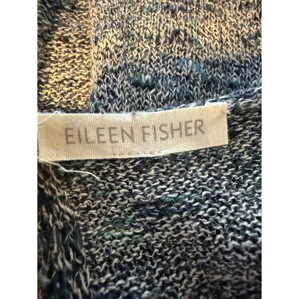 Eileen Fisher Sleeveless Knit Sweater Top Size Medium Open Back Blue Linen Blend - Picture 5 of 7